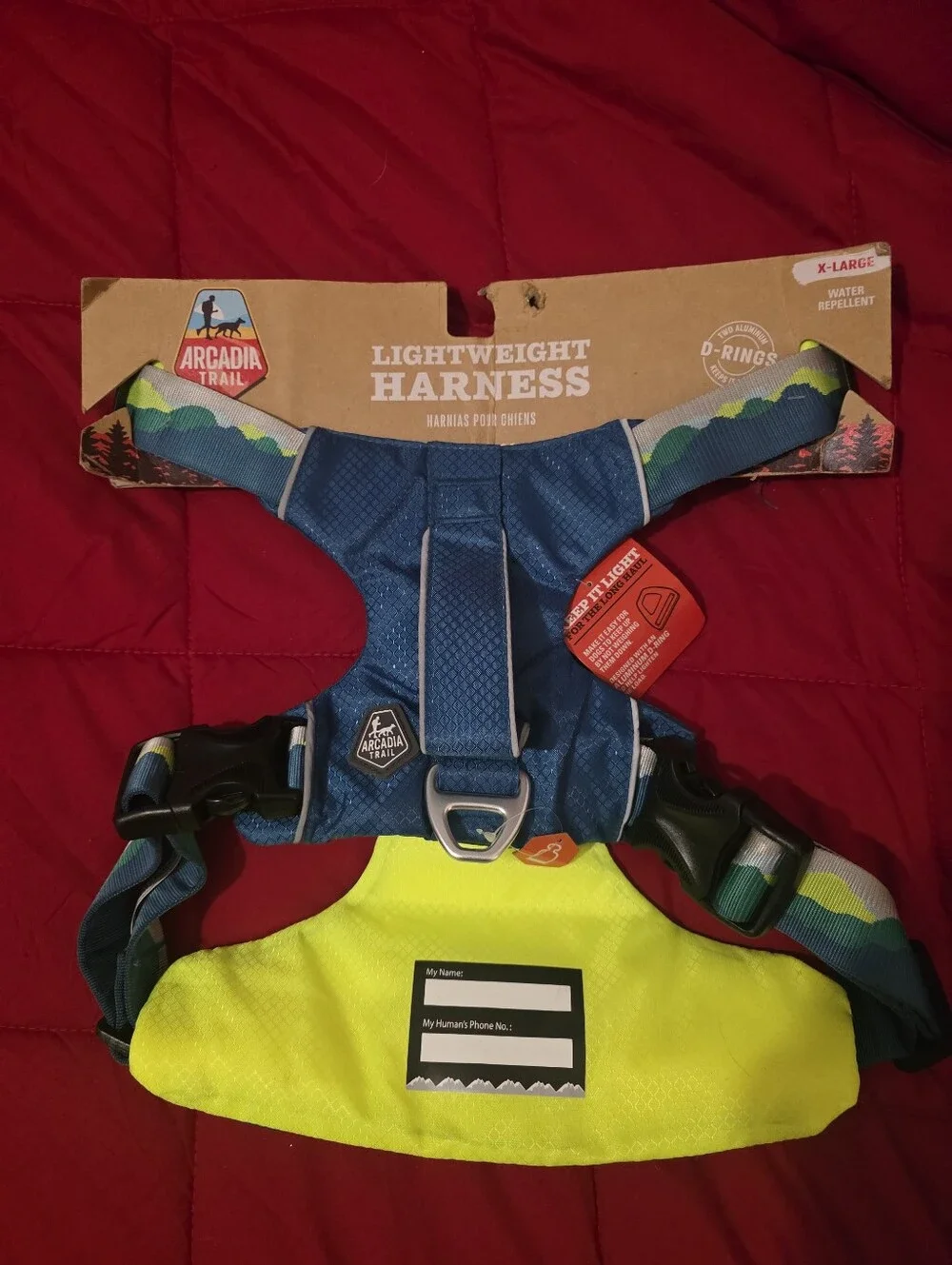 Arcadia Trail Lightweight Dog Harness in Blue & Neon Yellow NWT 🐾